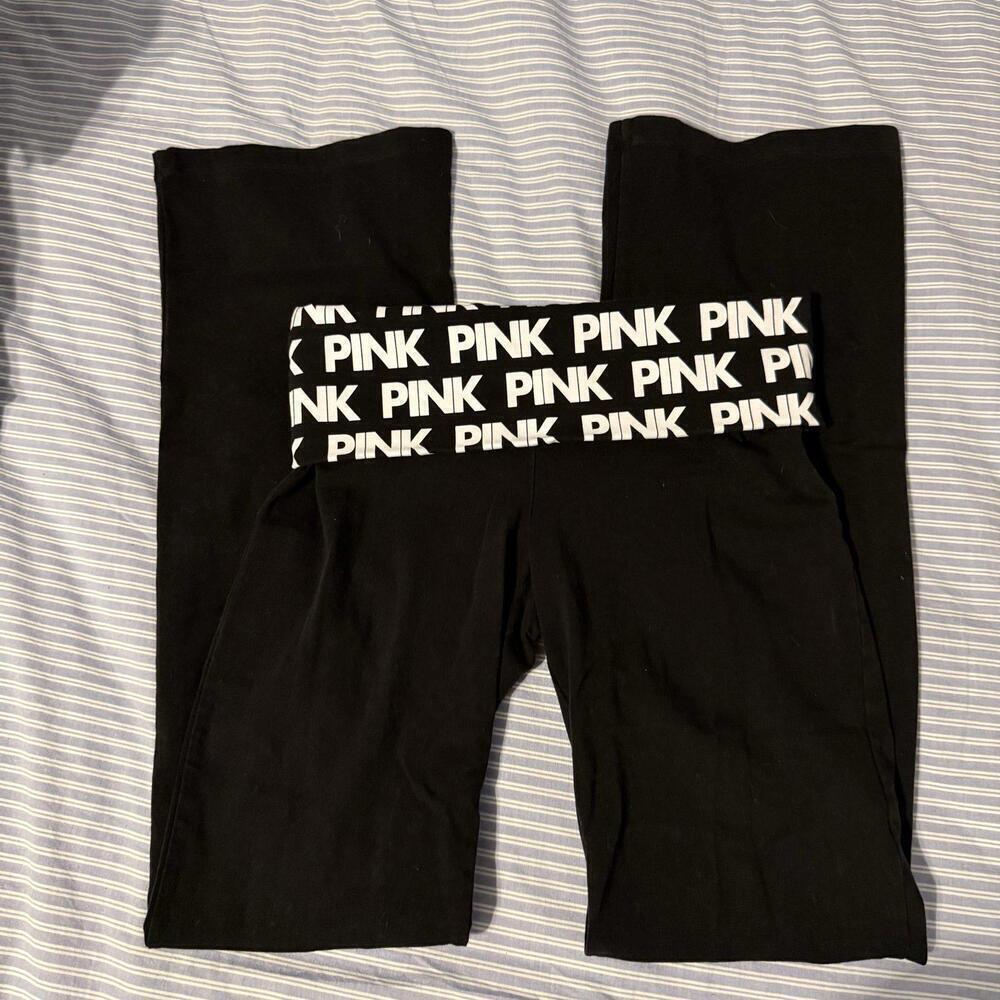 Y2K PINK Victoria's Secret Foldable Waist Flare Yoga Pants